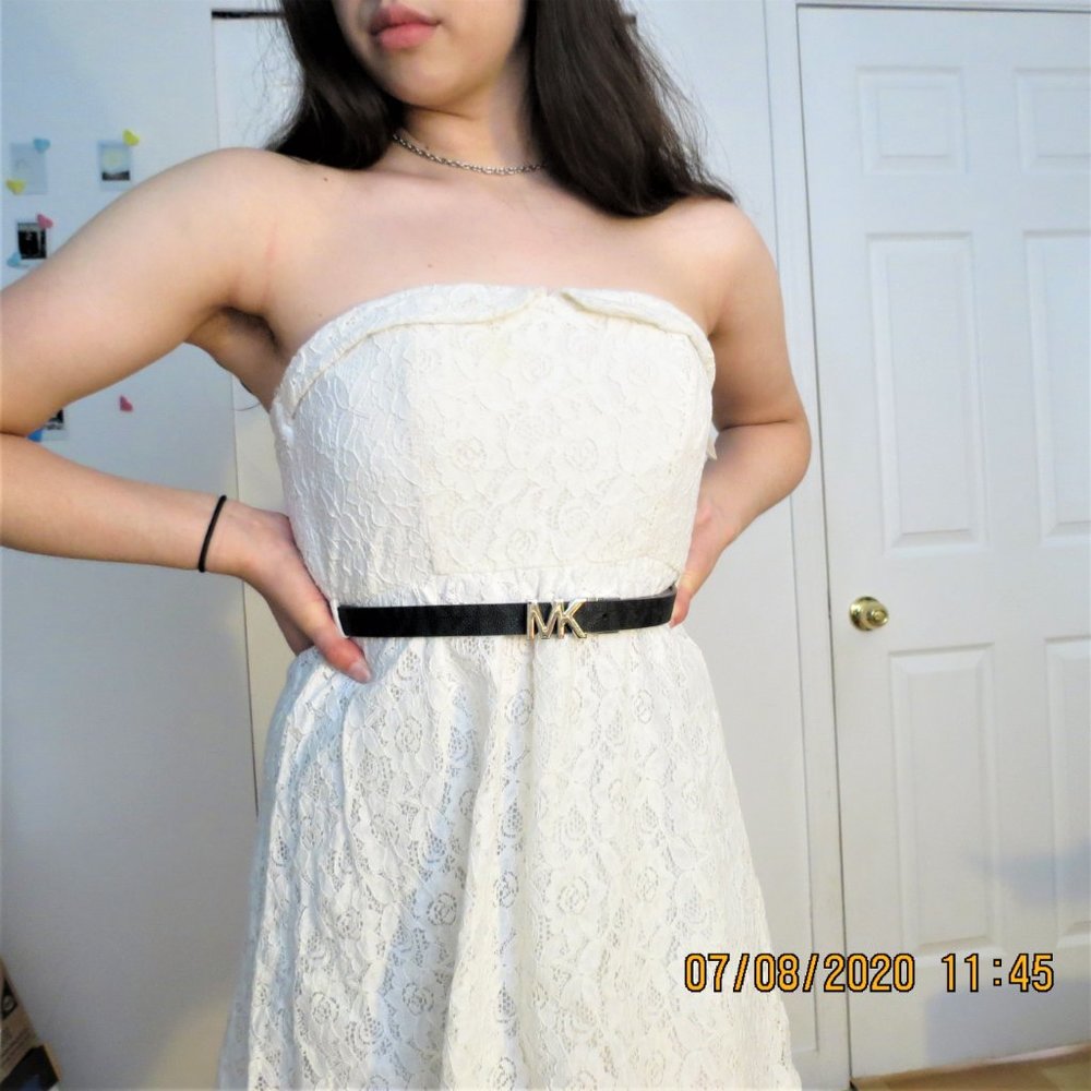 strapless cream summer dress